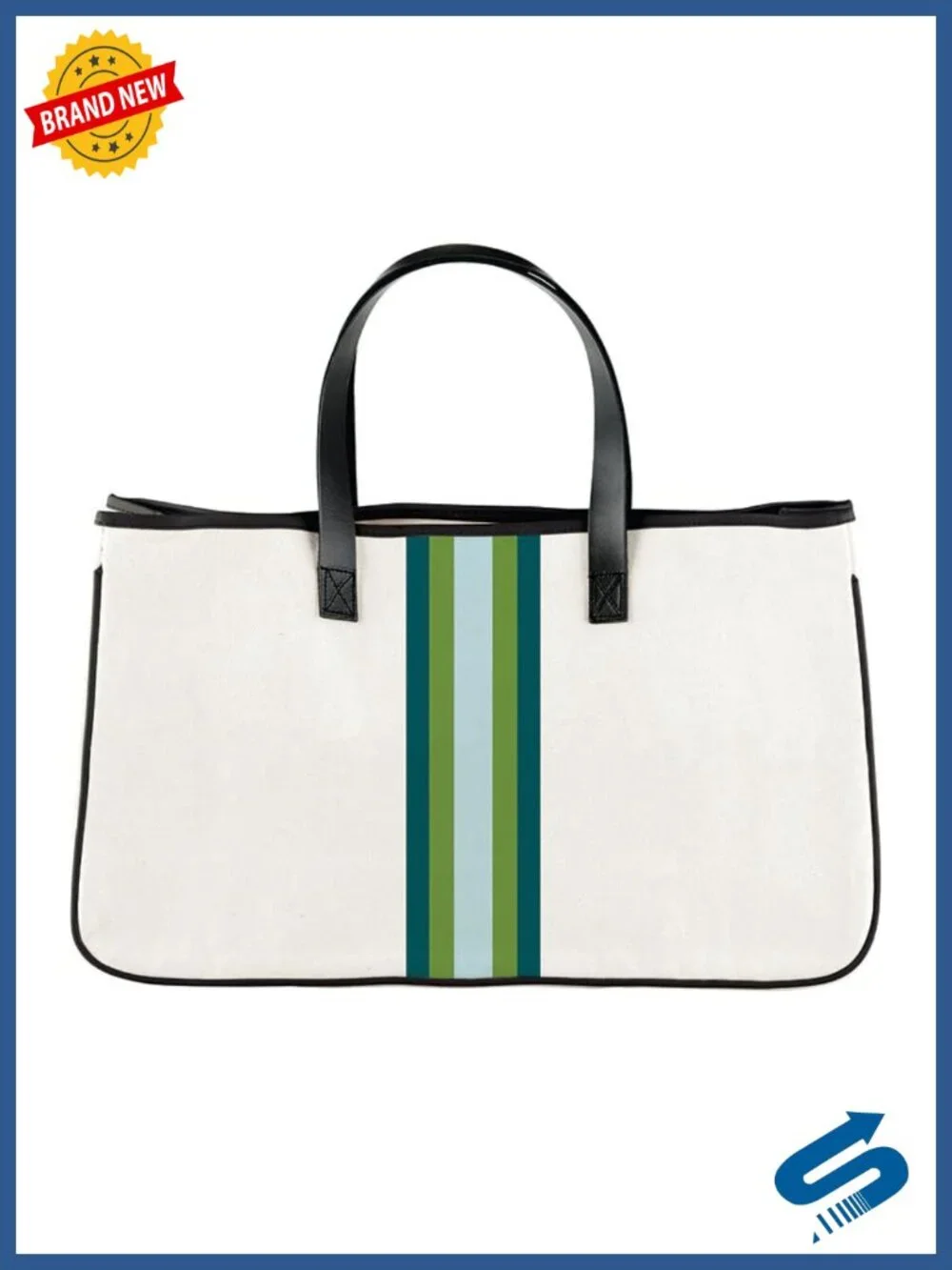 Cotton Canvas Tote Leather Handles Waterproof Lining